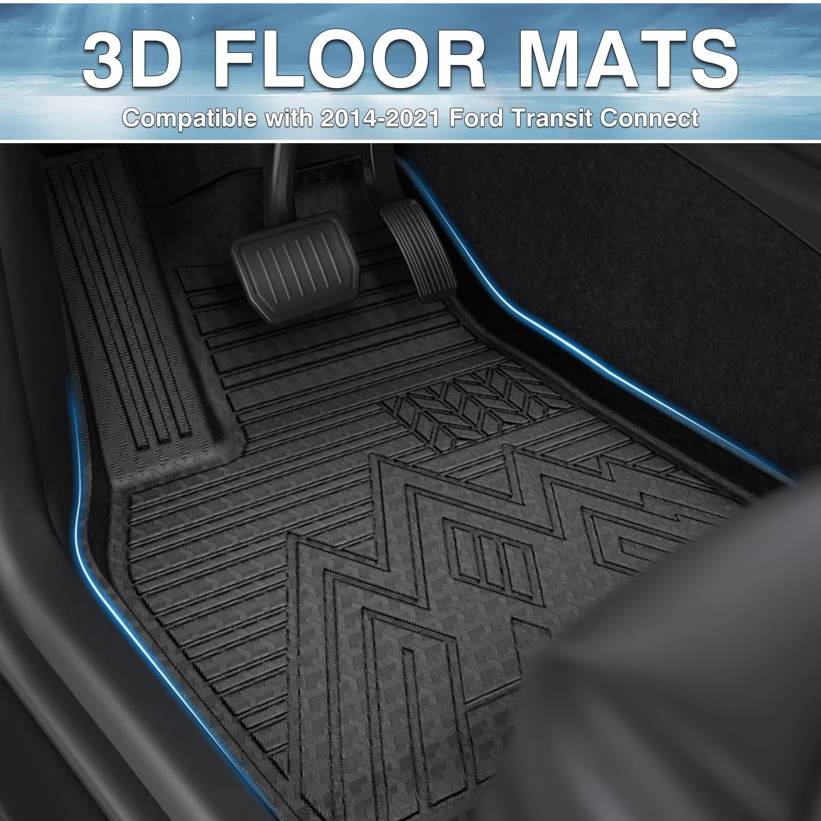 Mixsuper Custom Fit Front Floor Mats for 2014-2021 Ford Transit Connect with ...