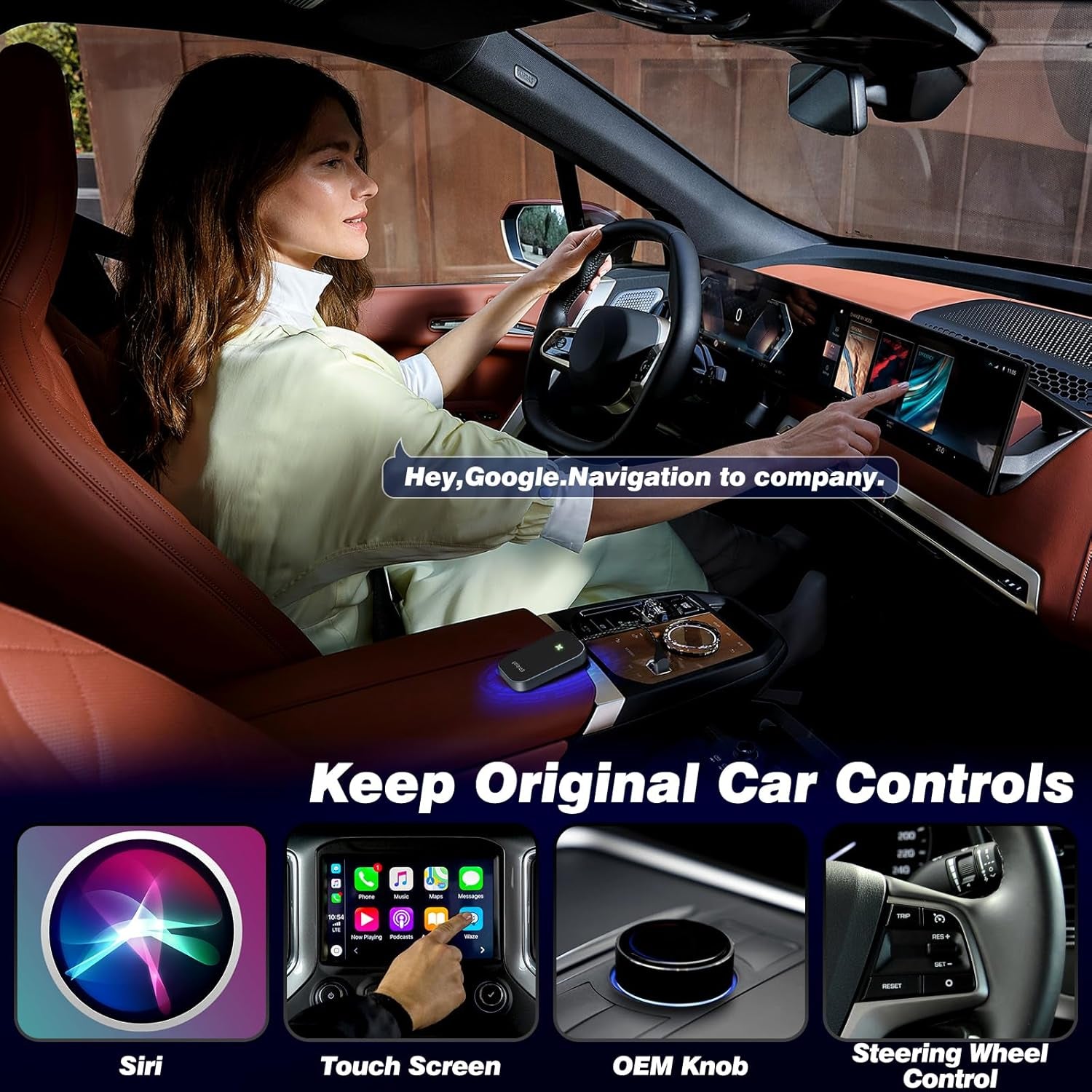 Wireless Carplay, Convert Wired to Wireless Carplay Dongle, Plug & Play USB Adapter for Cars, Seamless Control Adapter for Ios 10+ (Black)