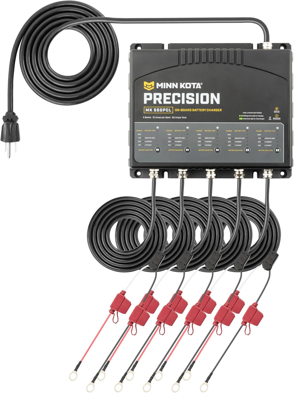 Precision MK-550PCL On-Board Marine Battery Charger – 5 Banks, 10 Amps Each