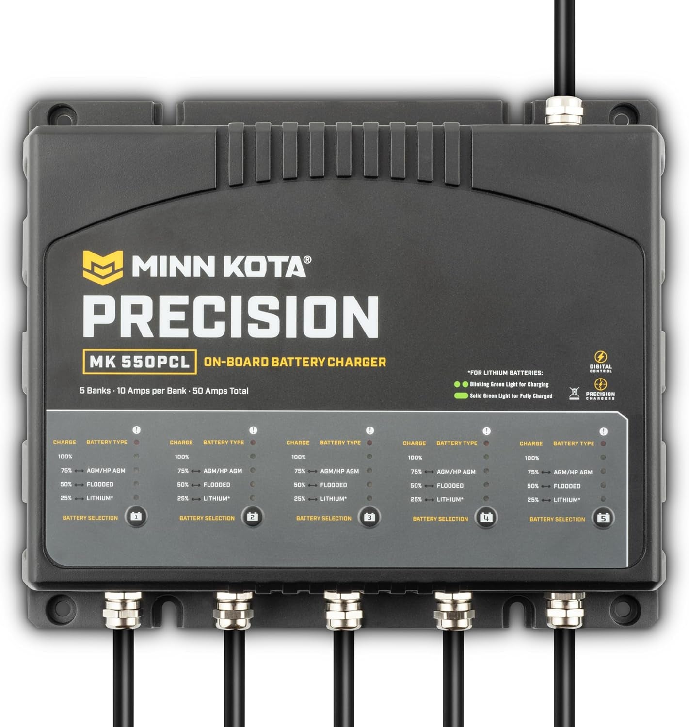 Precision MK-550PCL On-Board Marine Battery Charger – 5 Banks, 10 Amps Each