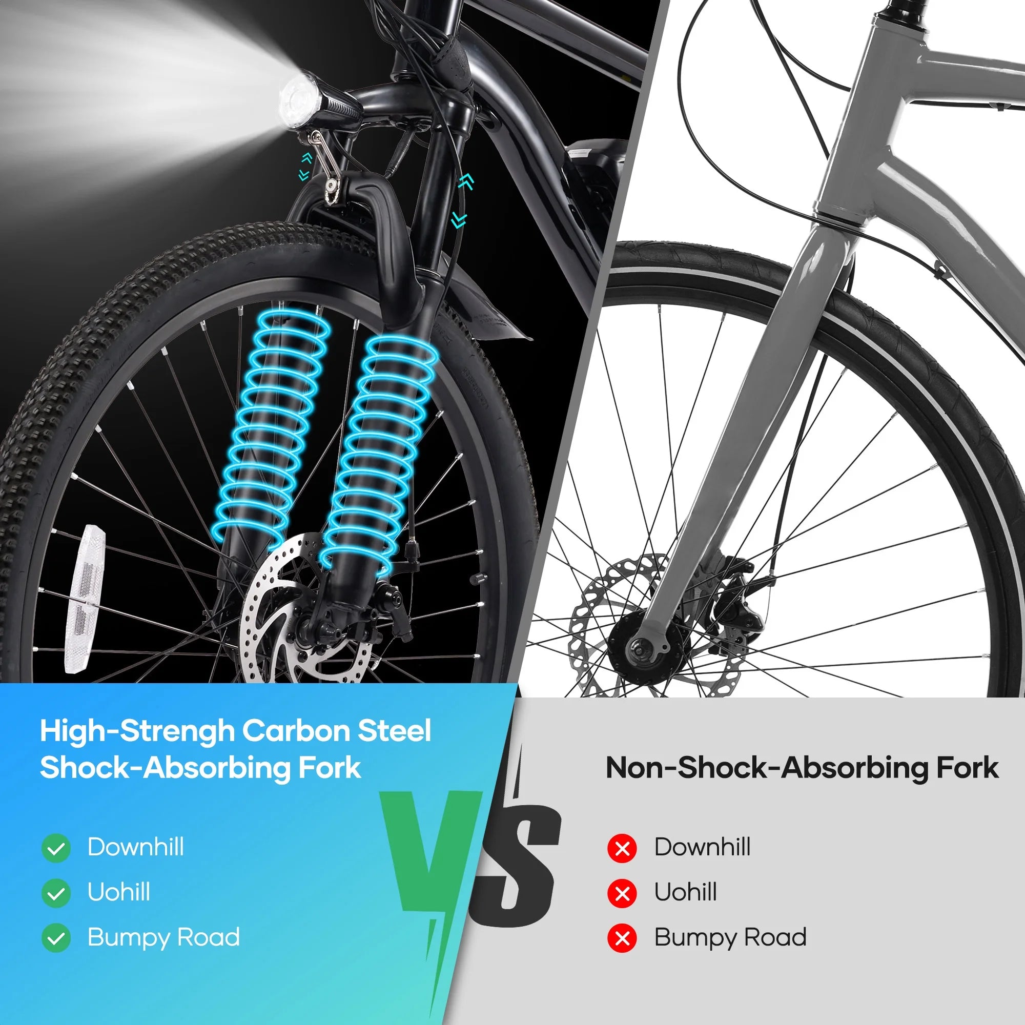 Electric Mountain Bike 26" for Adults, 350W Electric Bike 48V 20Mph with Front Suspension Fork for Mountain Beach Snow, UL2849