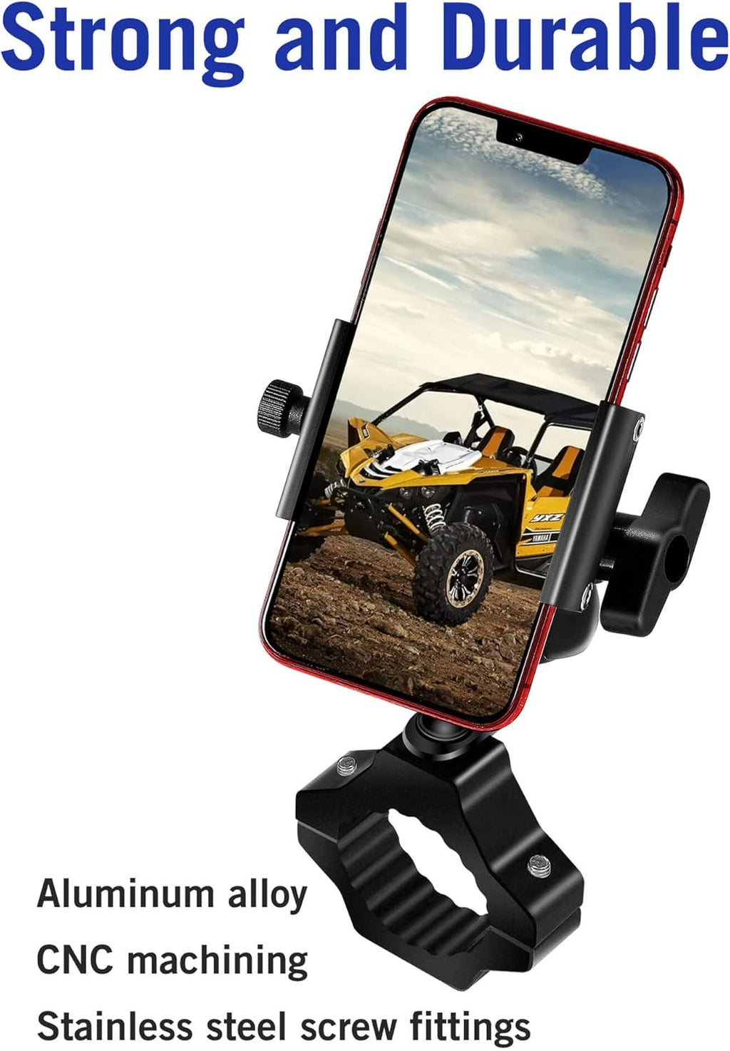 UTV Phone Holder, SXS Phone Holder Mount on 1.75"-2" Roll Cage Bar, Fits 4.7"-7.