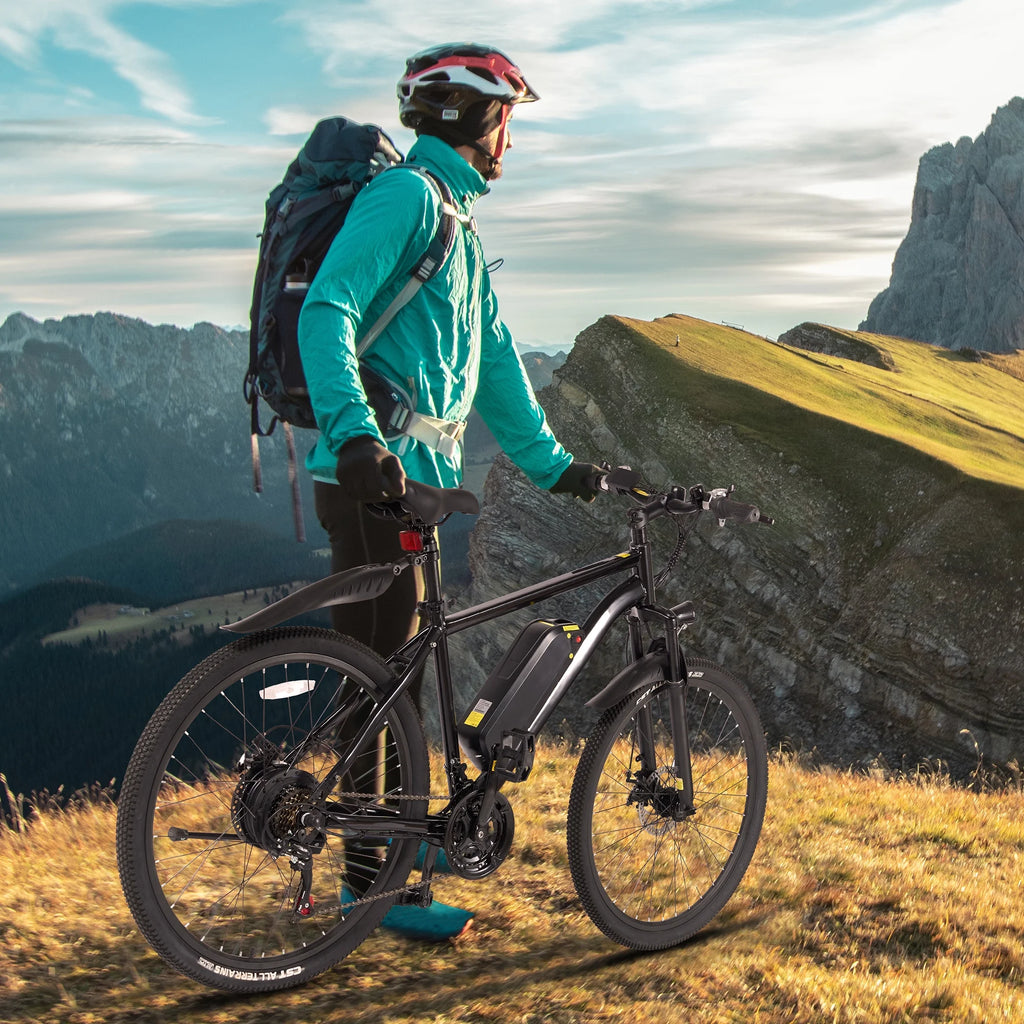 Electric Mountain Bike 26" for Adults, 350W Electric Bike 48V 20Mph with Front Suspension Fork for Mountain Beach Snow, UL2849