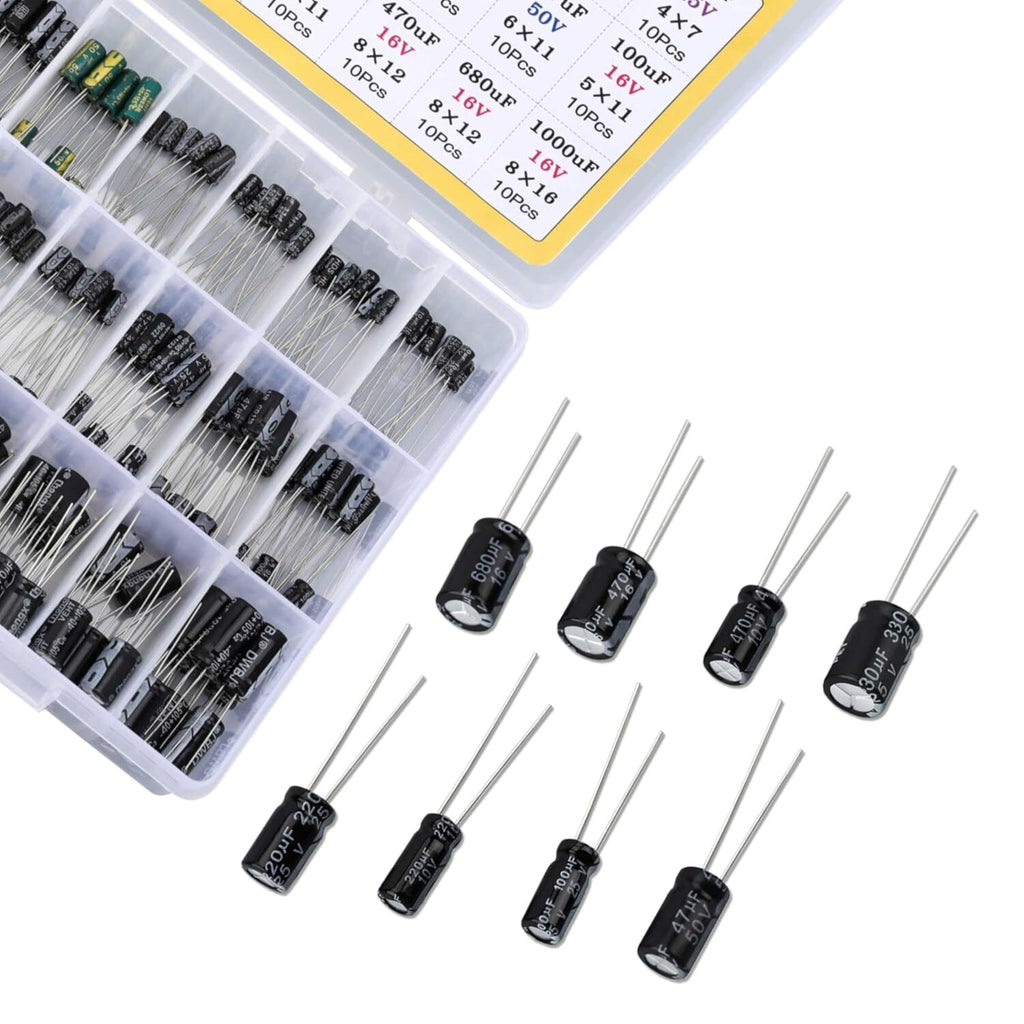 Electrolytic Capacitor Assortment Kit 24 Values 240Pcs 0.1Uf to 1000Uf 10V 16V