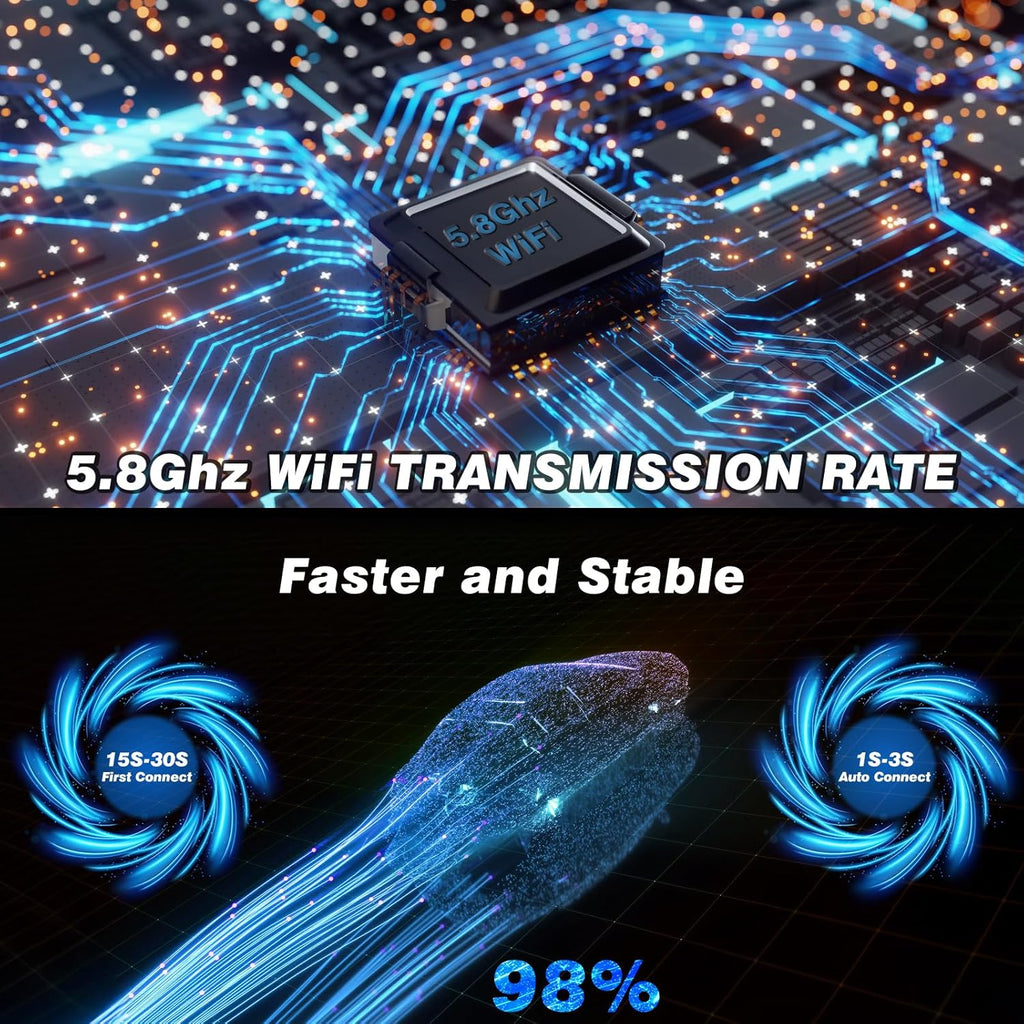 Wireless Carplay, Convert Wired to Wireless Carplay Dongle, Plug & Play USB Adapter for Cars, Seamless Control Adapter for Ios 10+ (Black)