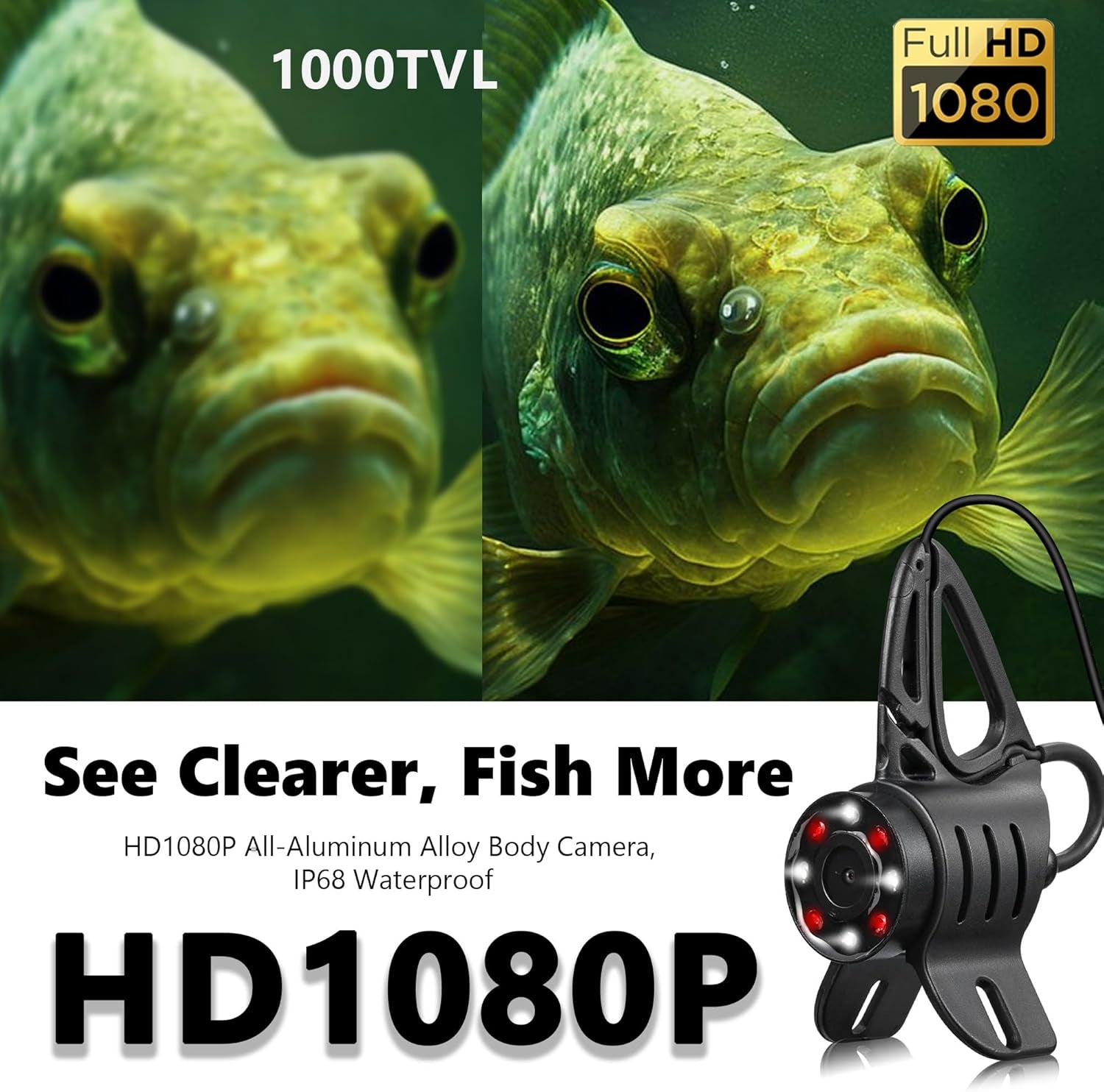 [® 2026 Upgrade] 4.5'' True HD 1080P Underwater Fishing Camera (Plug & Play) - Ice Fishing Camera Underwater W/ 5,000Mah, USB-C, IR+LED, Fish Finder for Ice/Lake/Kayak, 20M/65Ft