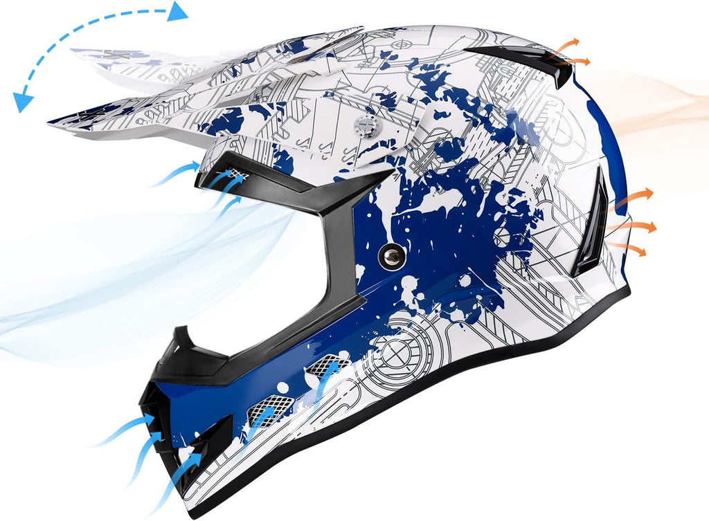 GX623 Youth Atv/Dirt Bike Helmet Combo - Modern, Medium - DOT