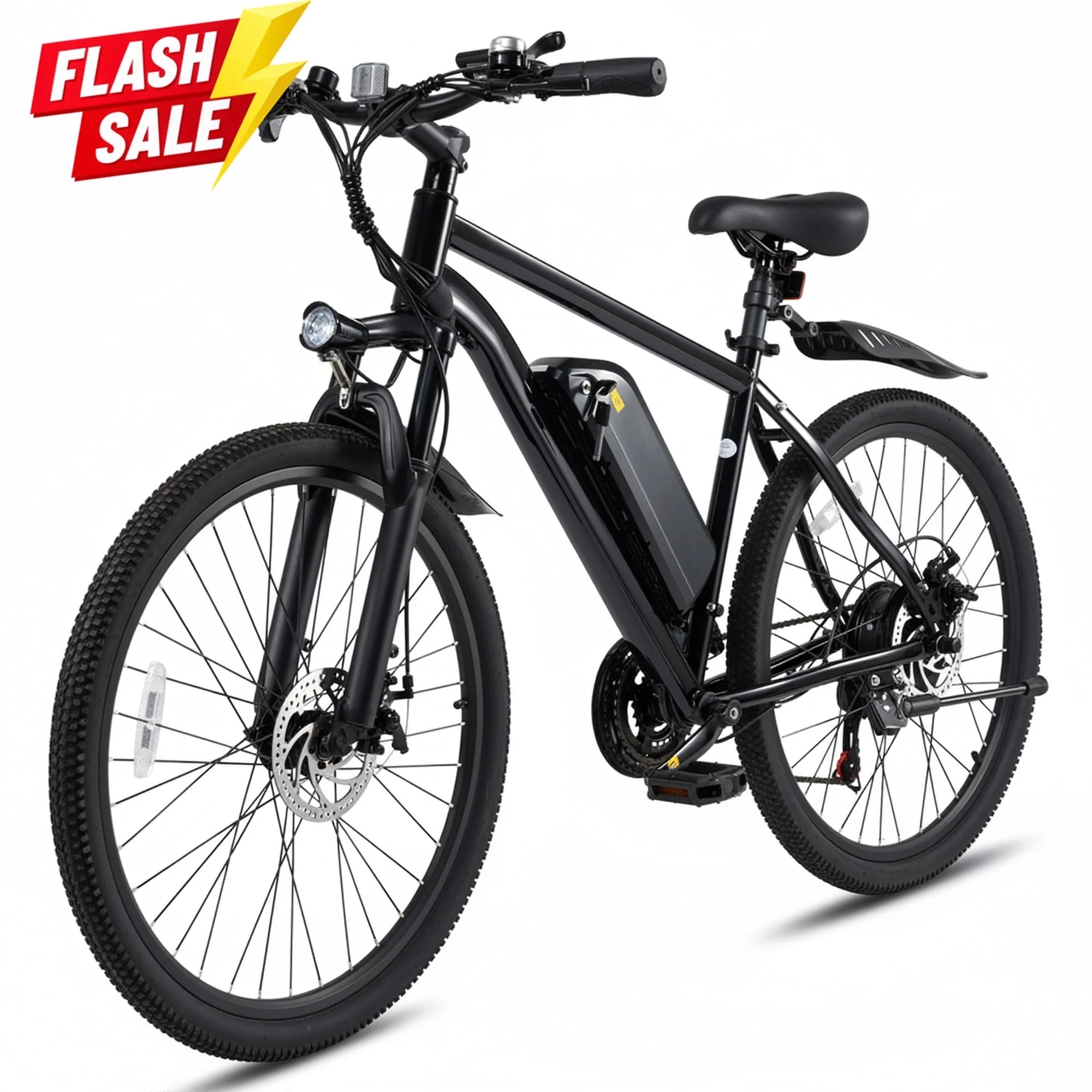 Electric Mountain Bike 26" for Adults, 350W Electric Bike 48V 20Mph with Front Suspension Fork for Mountain Beach Snow, UL2849